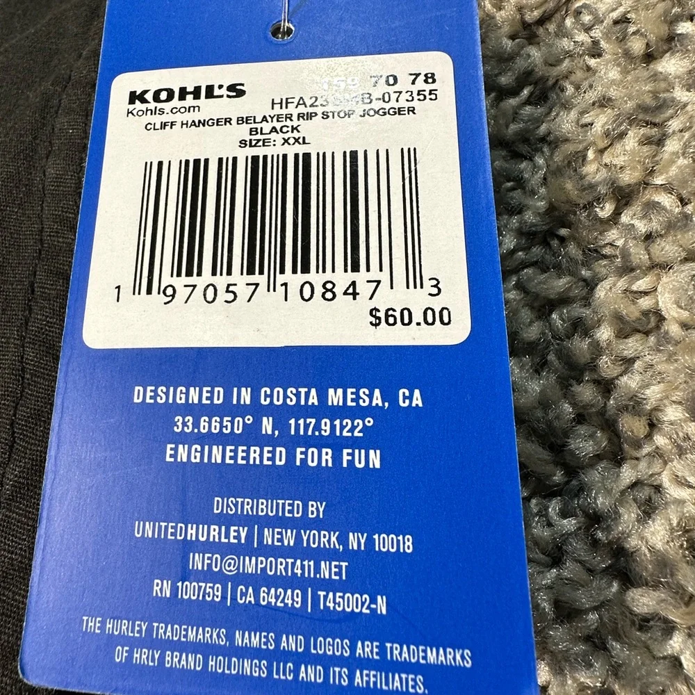 NWT Hurley Men's H2o-dri Worker Pant Size XXL - Picture 7 of 7